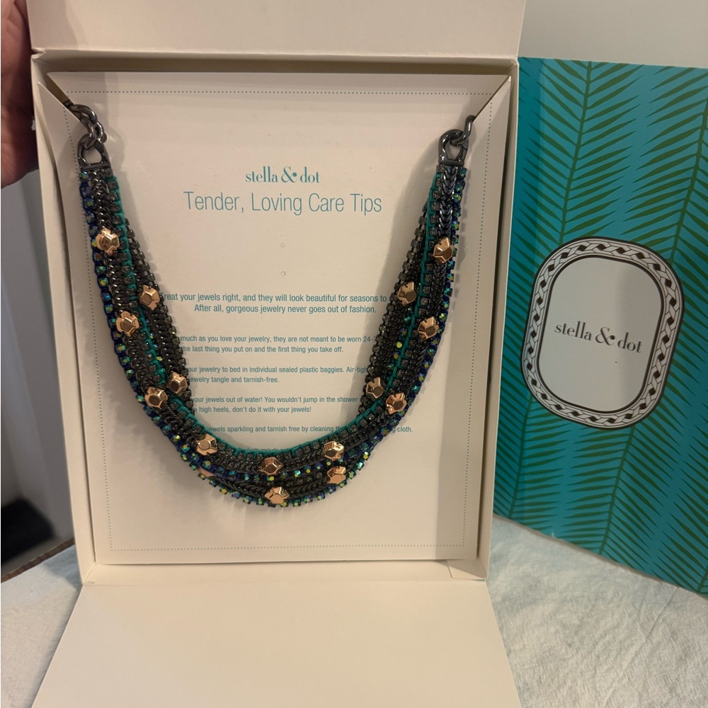 Stella & Dot Gold and Blue Multi-Strand Necklace